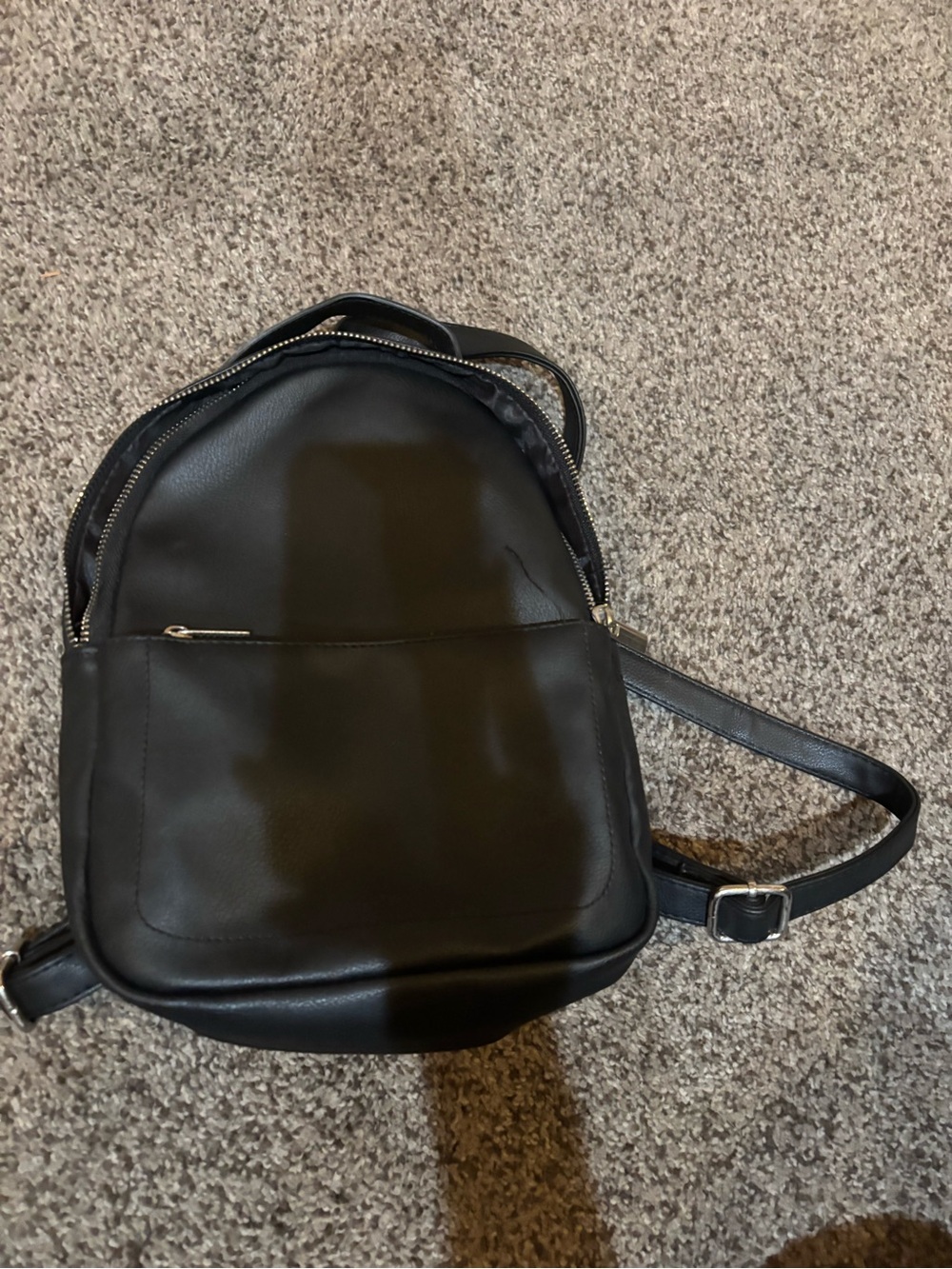 Classic Black Leather Mini Backpack - wild fable